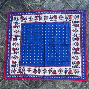 VINTAGE KOLF Austrian Folk Art Patterned Colourful Cotton Table Cloth Whimsi